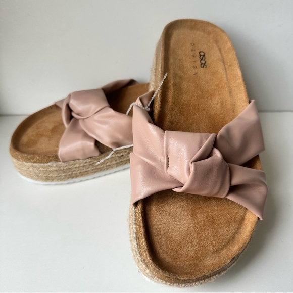 ASOS DESIGN Womens Teegan knotted Pink Bow Size:8W - Picture 3 of 12